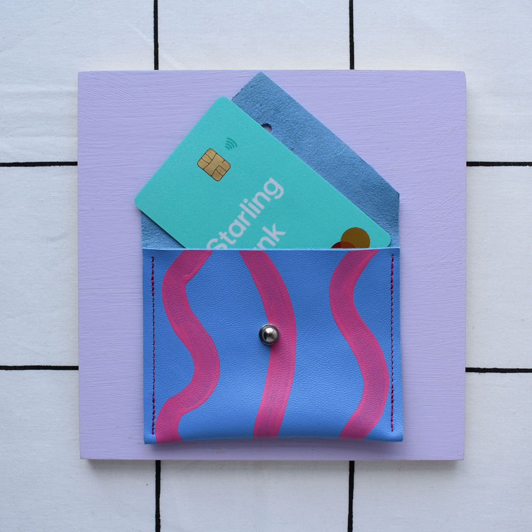 Wave Leather Hand Painted Card Pouch