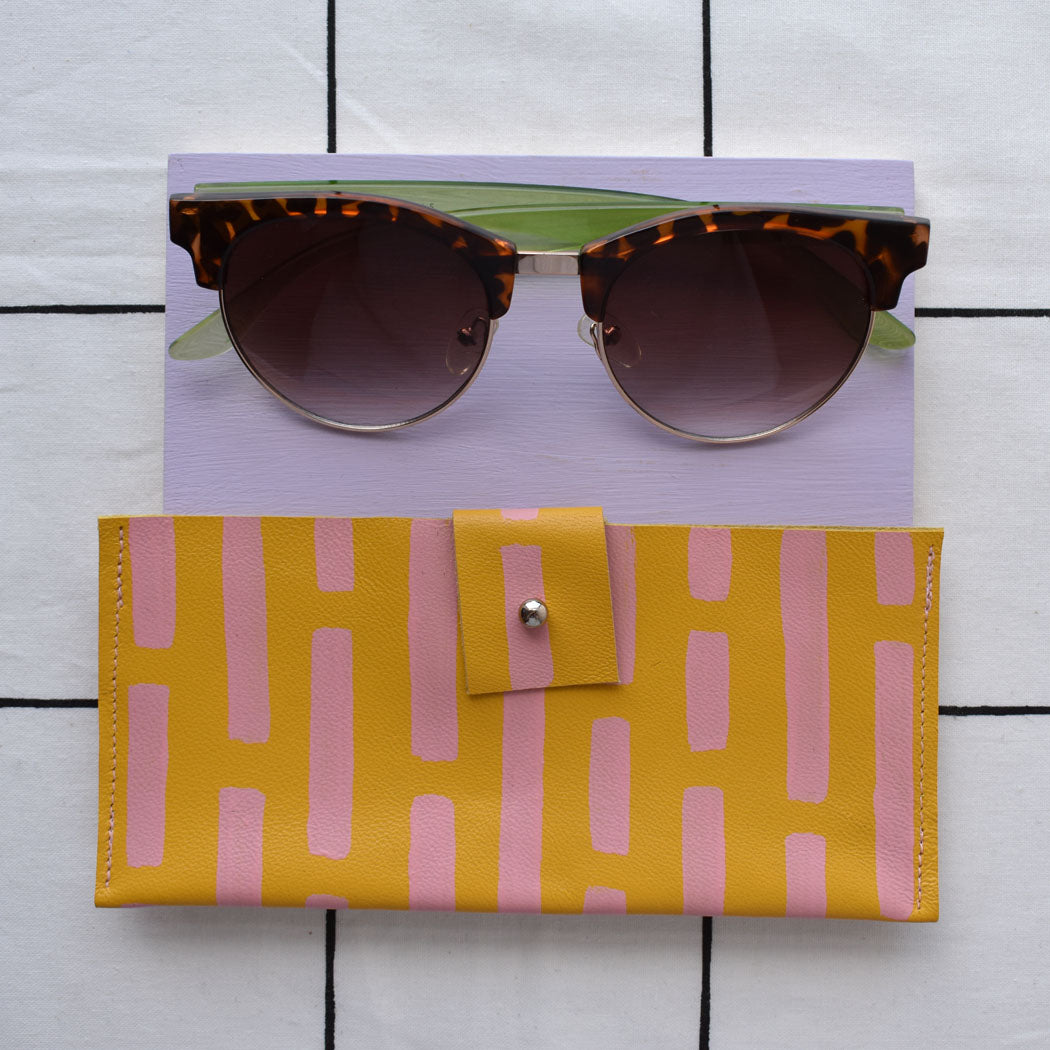 Hand Painted Leather Glasses Pouch