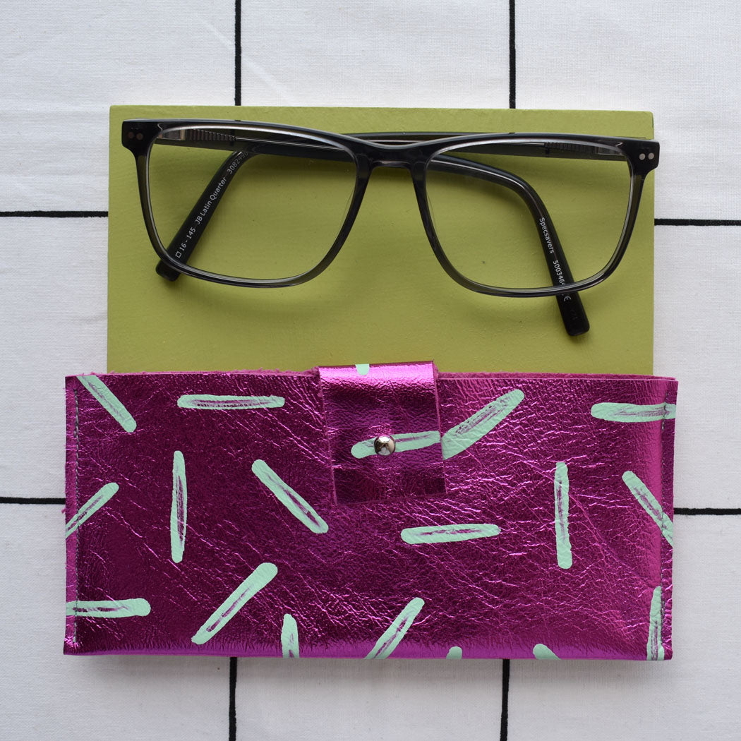 Hand Painted Leather Glasses Pouch