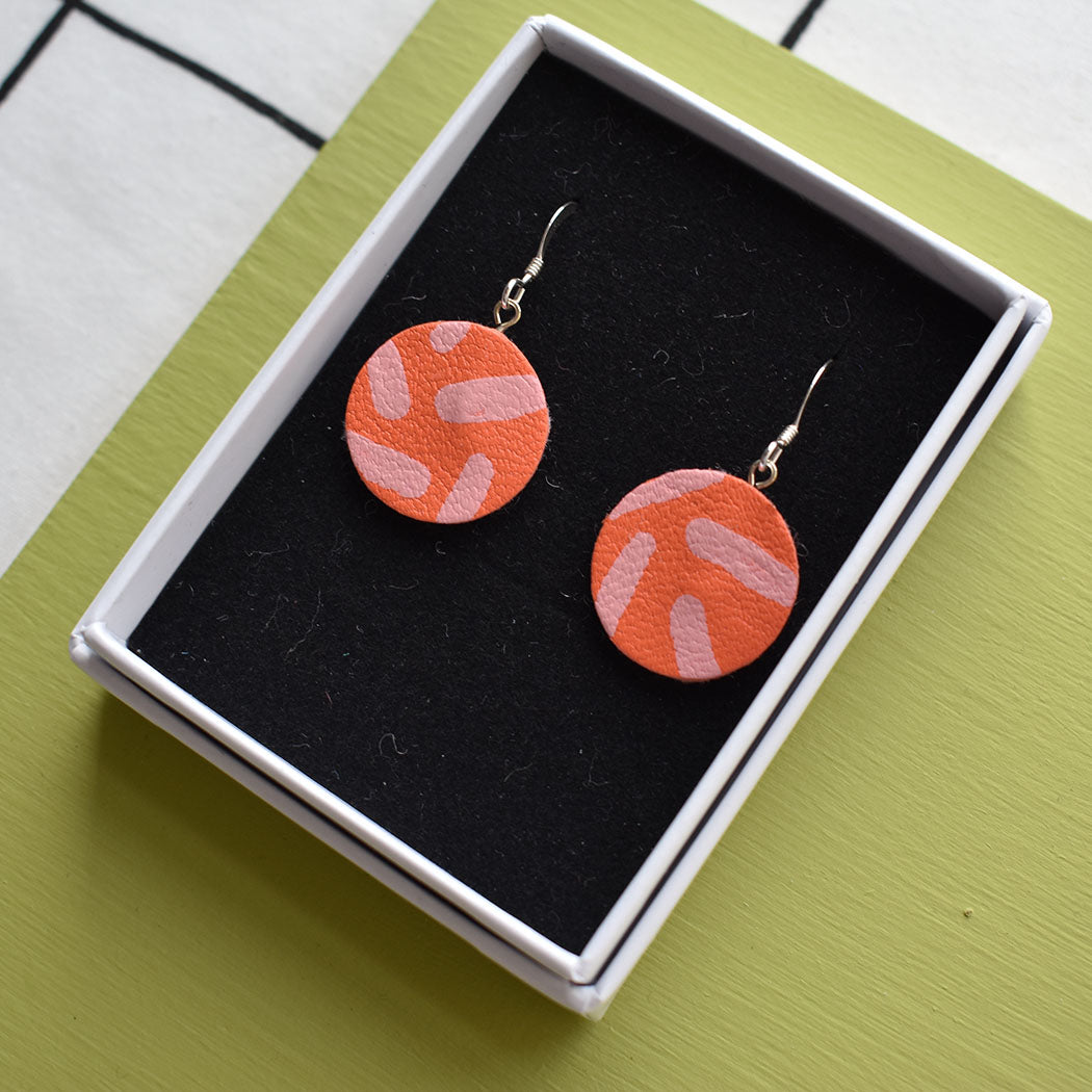 Midi Leather Painted Hook Earrings