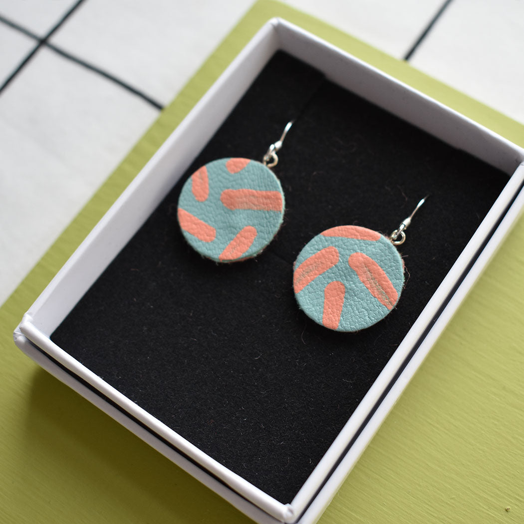 Midi Leather Painted Hook Earrings