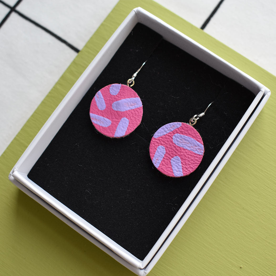 Midi Leather Painted Hook Earrings