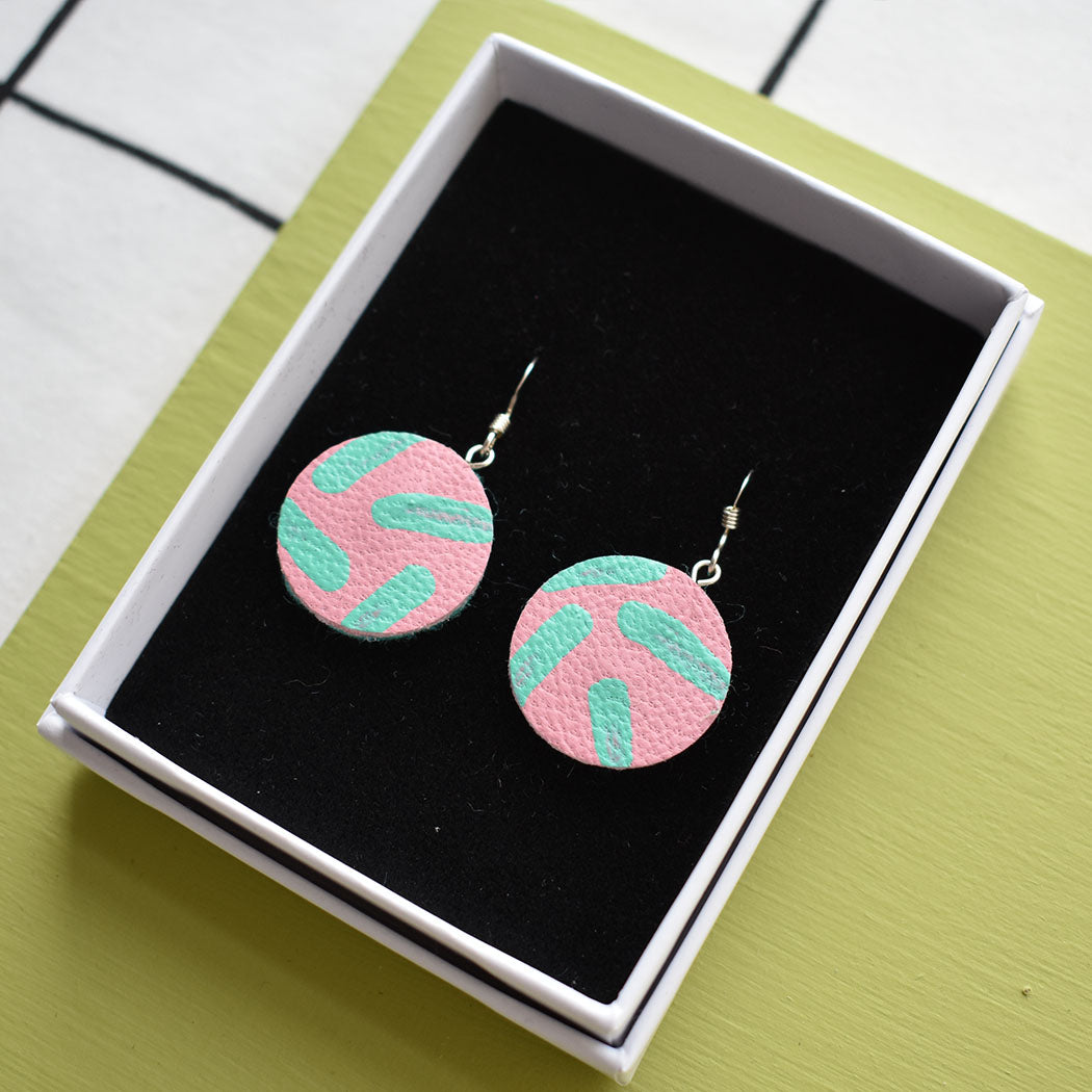 Midi Leather Painted Hook Earrings