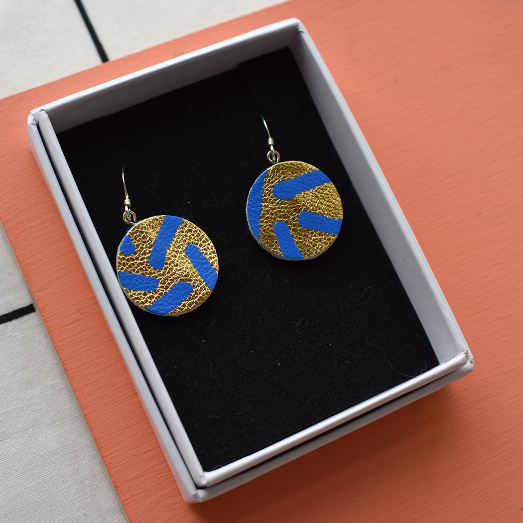 Midi Leather Painted Hook Earrings