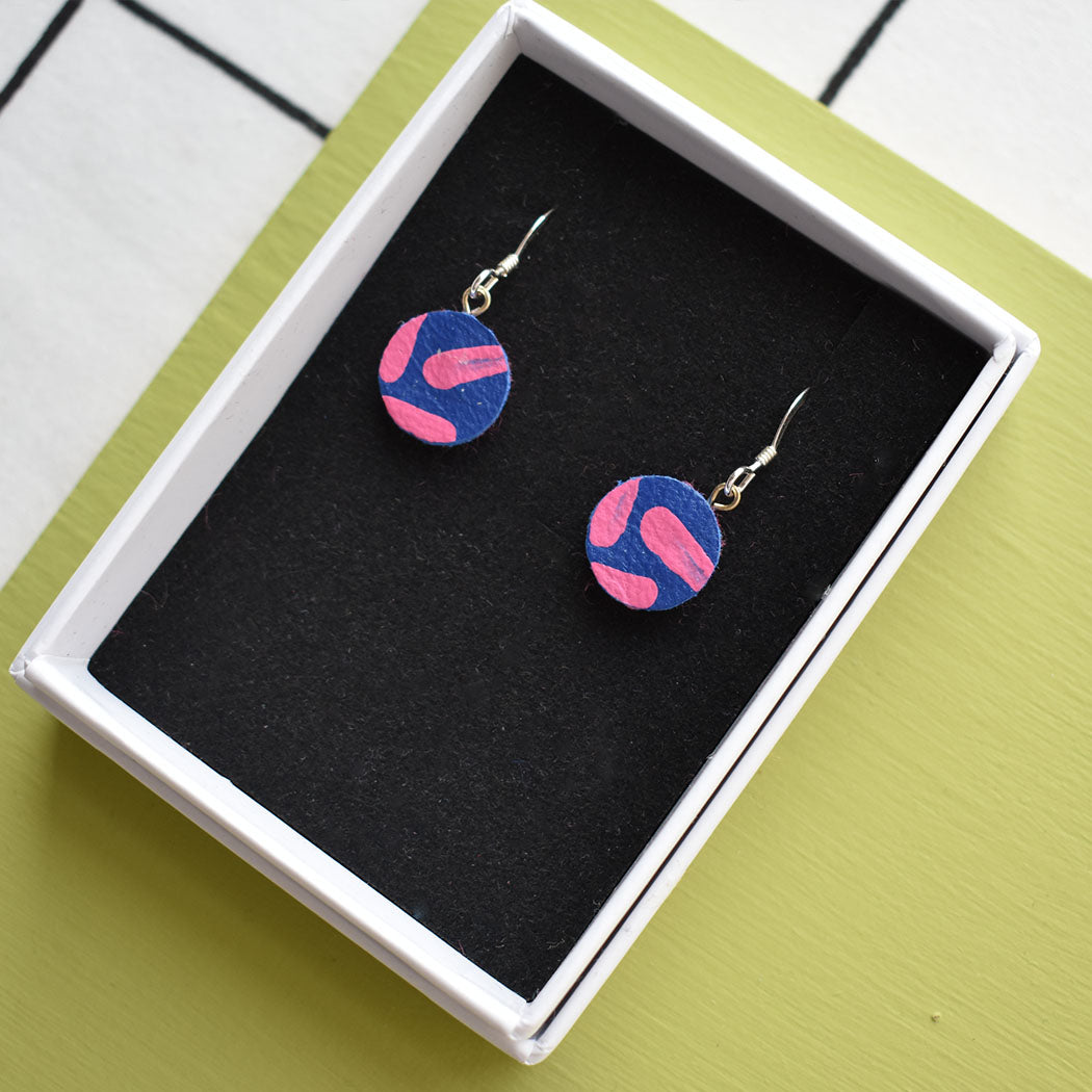 Mini Leather Painted Hook Earrings