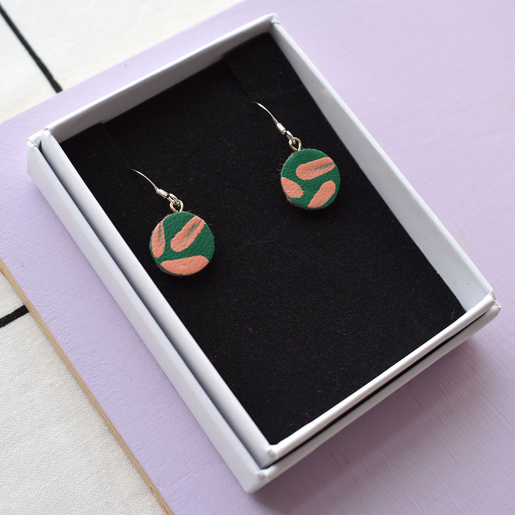 Mini Leather Painted Hook Earrings