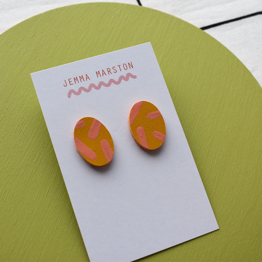 Mini Oval Leather Painted Studs