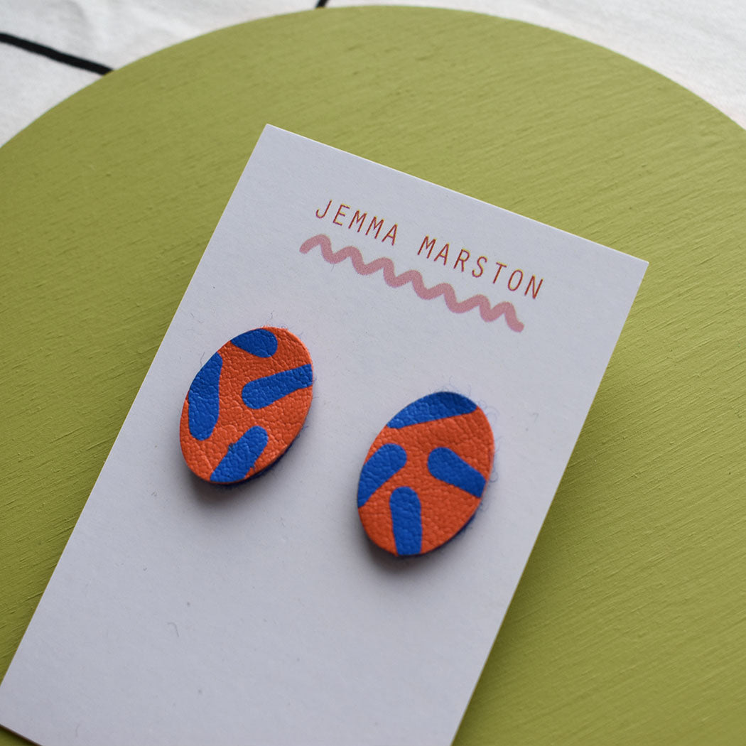 Mini Oval Leather Painted Studs