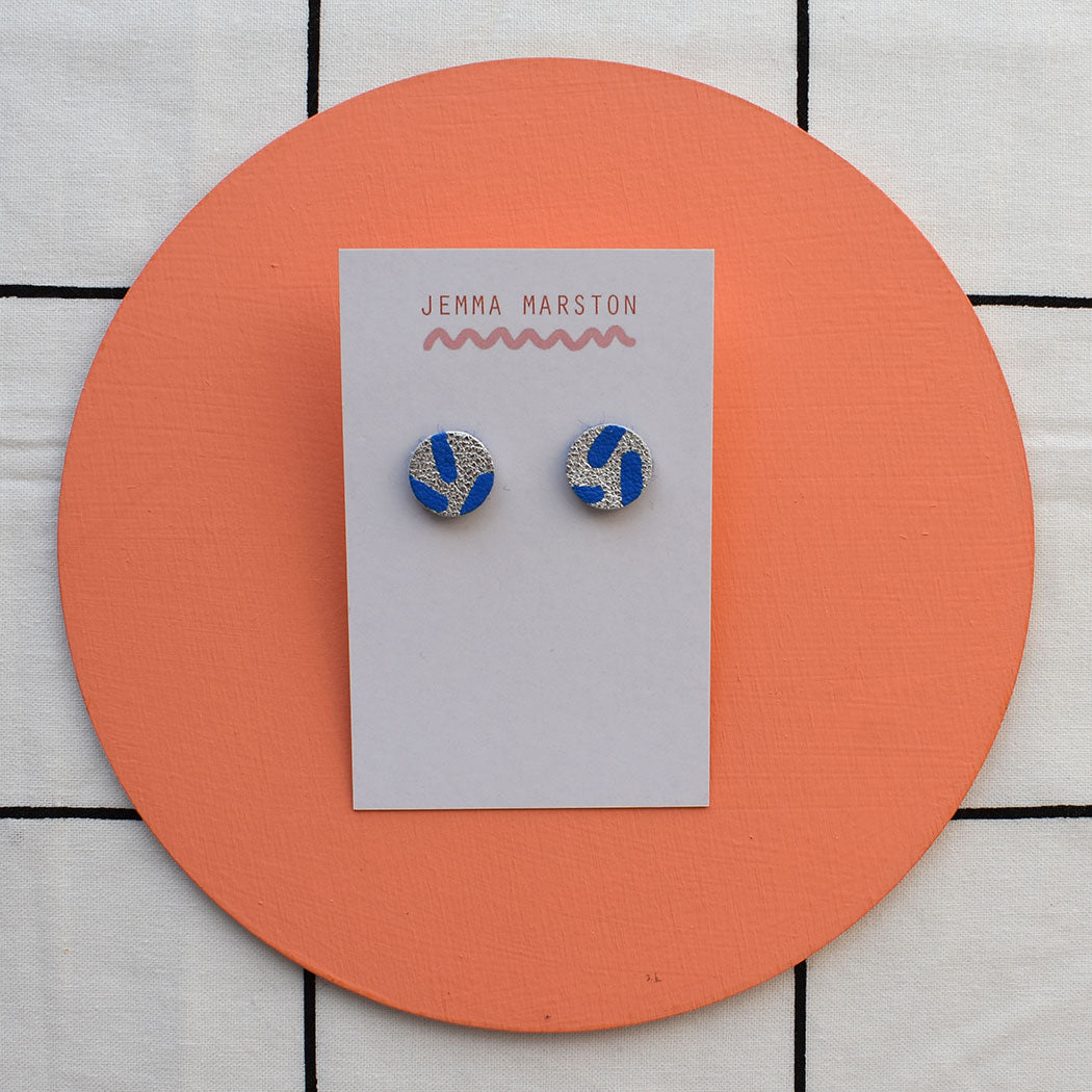 Metallic Mini Leather Painted Stud Earrings