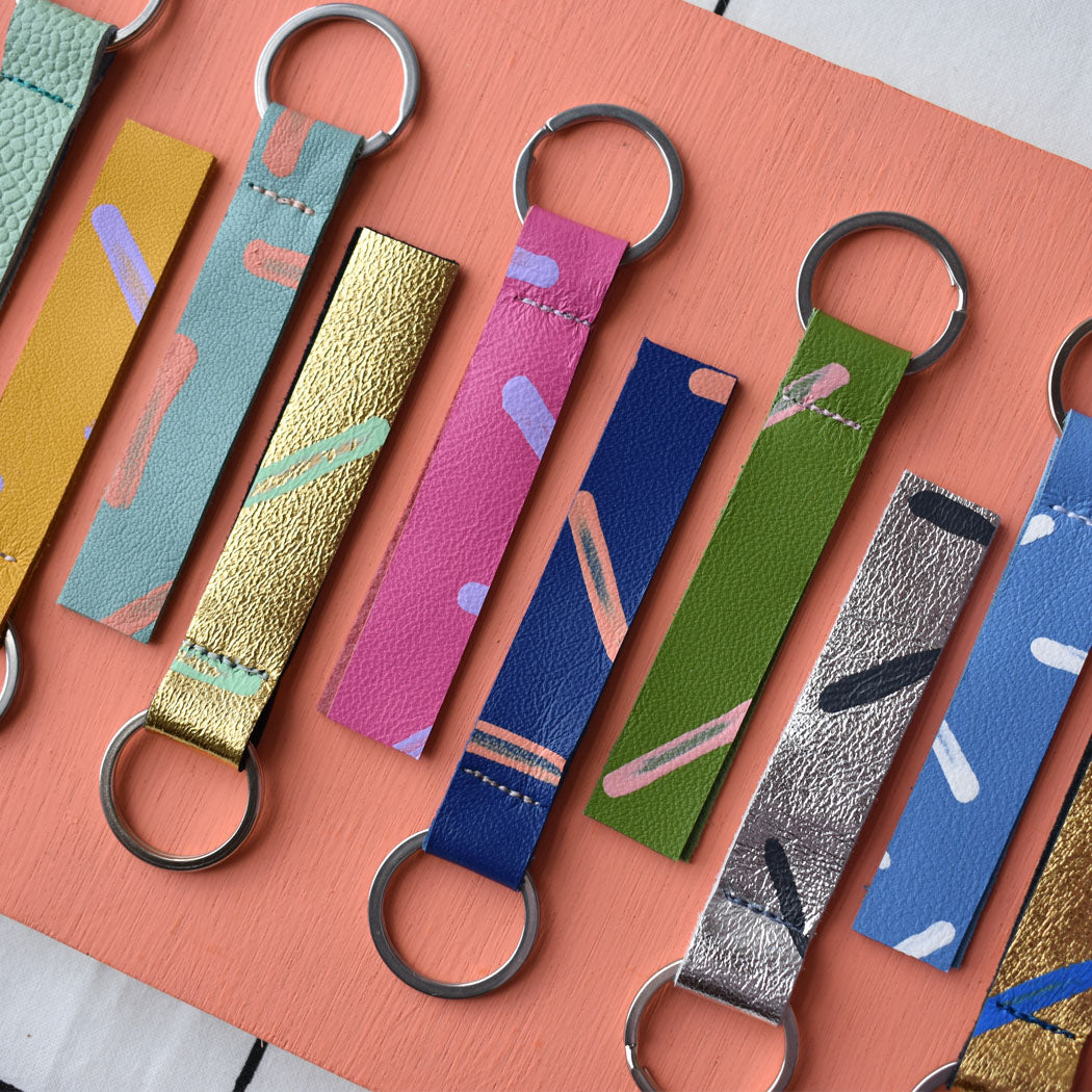 Hand Painted Leather Keyrings