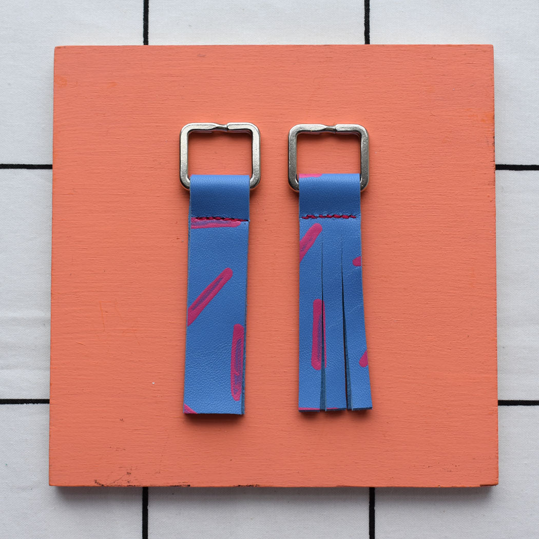 Chunky Hand Painted Leather Keyrings