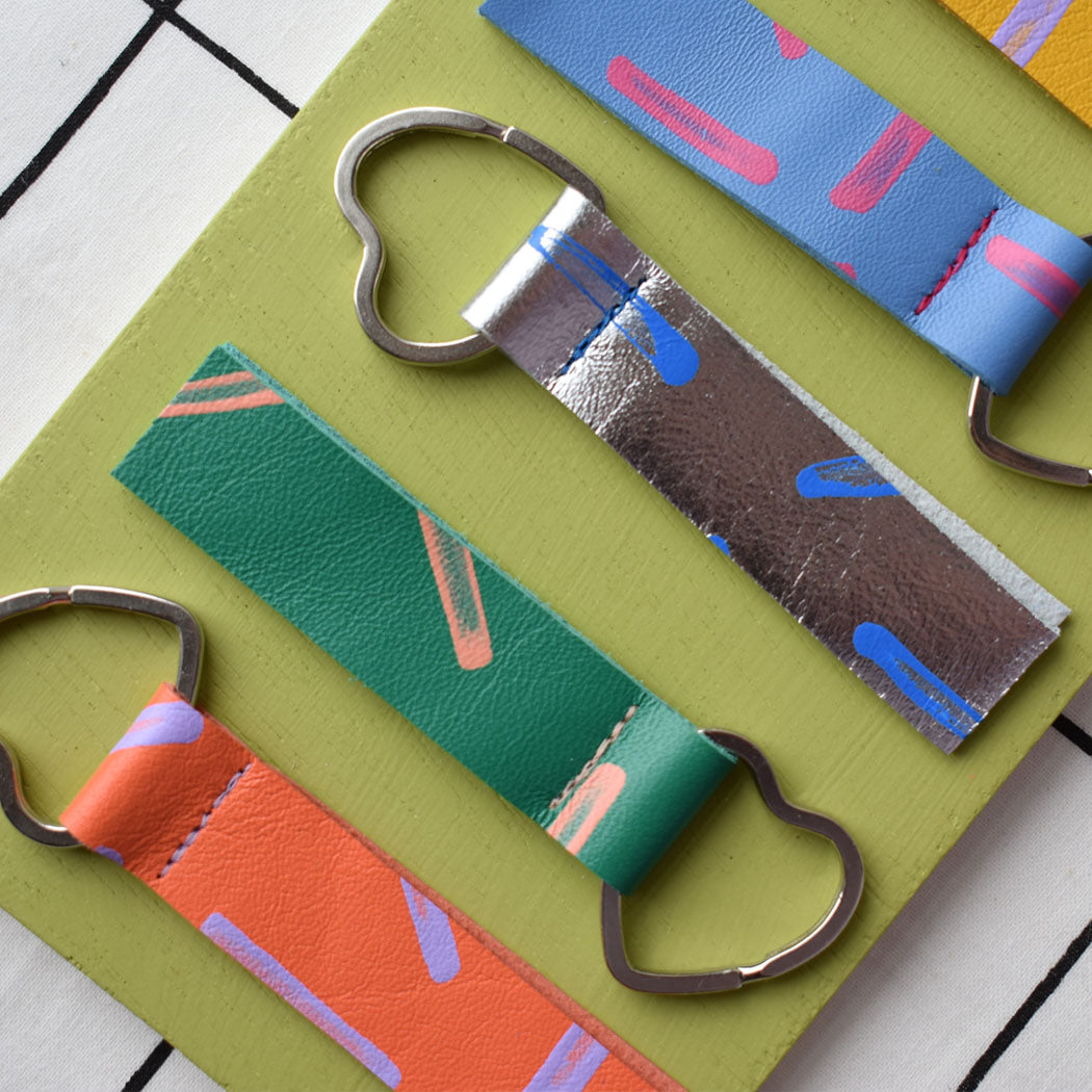 Love Hand Painted Leather Keyrings