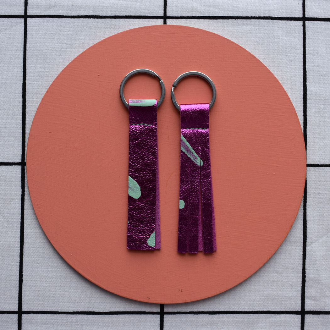 Hand Painted Leather Keyrings